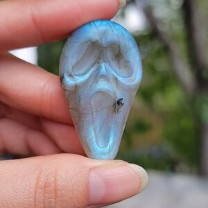 (#10) NEW 1.67" x 1" FLASHY LABRADORITE GHOST MASK